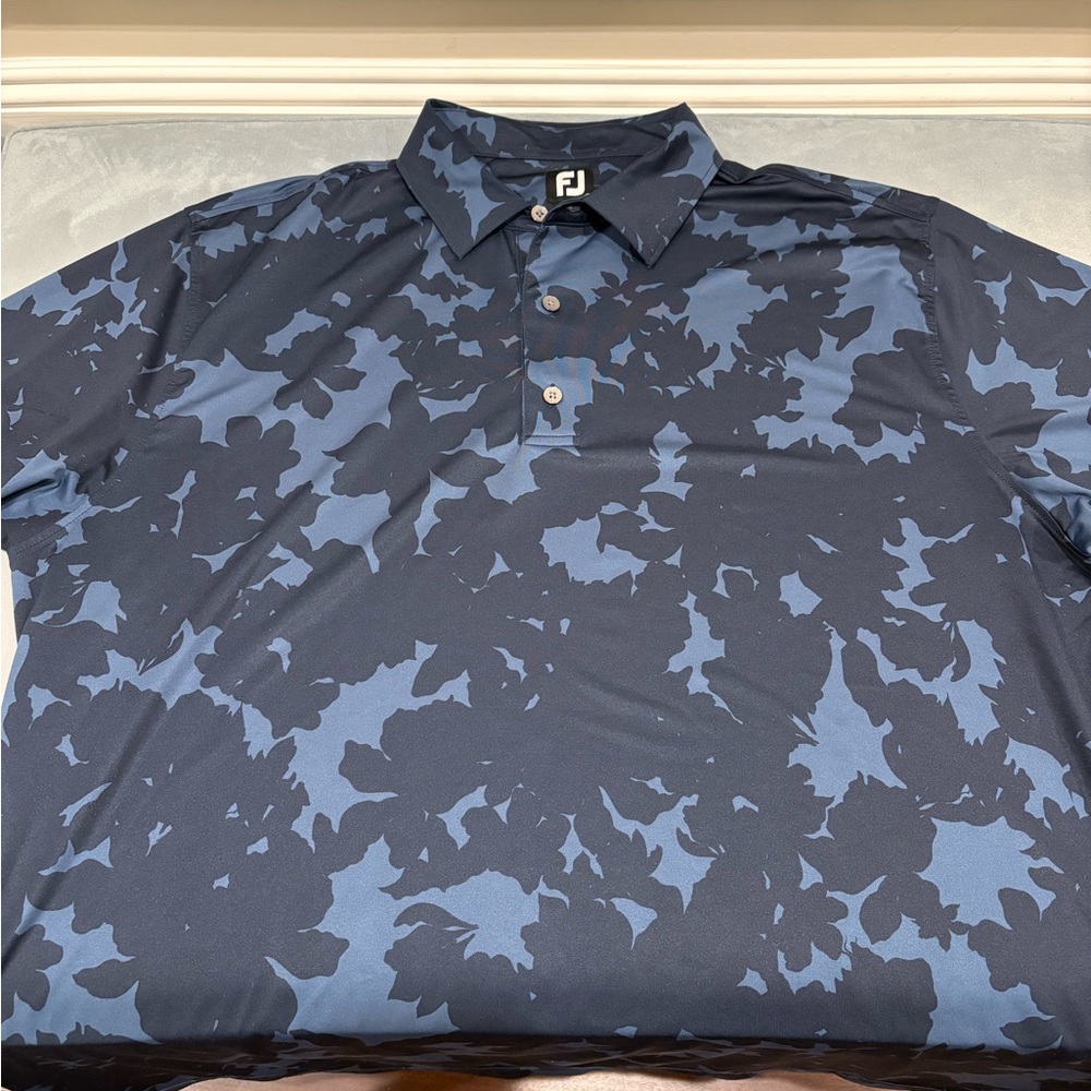 FootJoy Men's Navy and Black Floral Polo Shirt